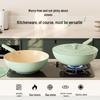 ZISIZ 32cm Flat Bottom Ceramic Stir-fry Wok with Iron Lid