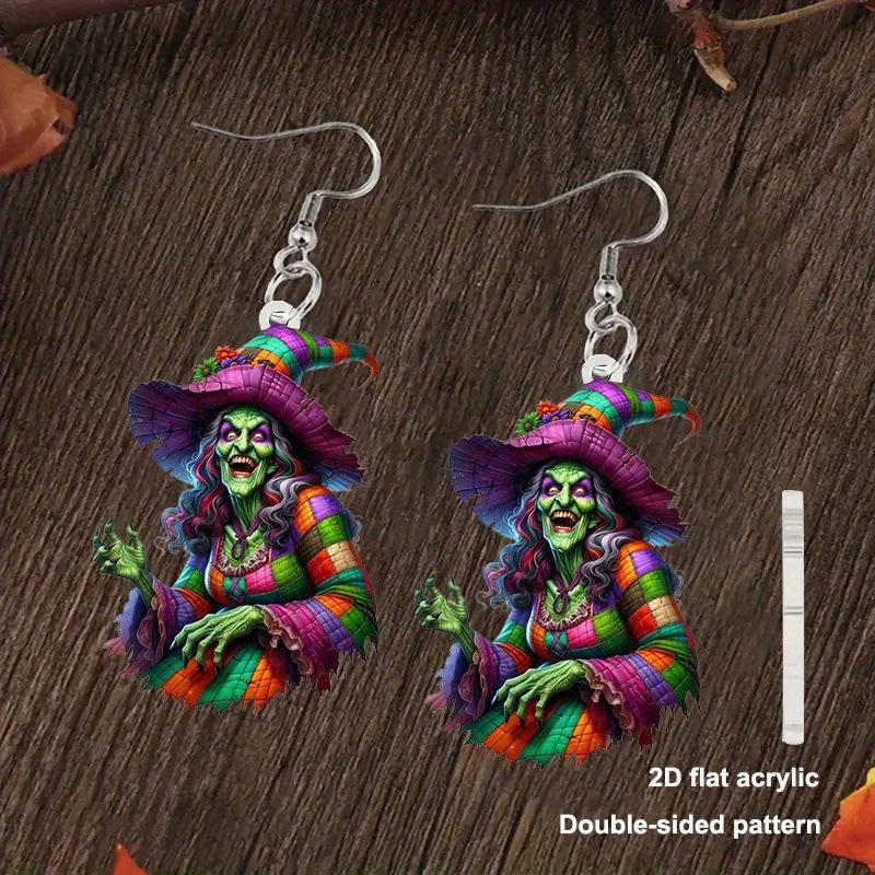 Spooky Witch Ghost Acrylic Halloween Earrings
