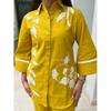 Yellow Floral Embroidery Shirt Cord Set Women Designer Ethnic Top Kurta Pant Set