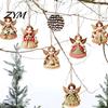 Traditional Christmas Tree Ornaments 6Pcs Vintage Angel Wooden Ornaments, Hanging Decor Set with Jute String, Rustic Pendant for Home Party
