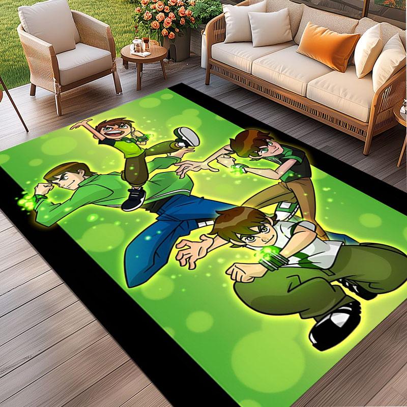Ben 10 Cartoon Print Rug, Washable Floor Carpet, For Entryway Dorm Laundry Room Office Study, Home Decor Birthday Christmas Gift