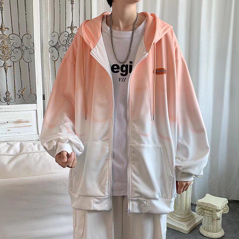 Gradient Women's Loose Hooded Korean Style Cardigan Jacket - Autumn Streetwear Fashion