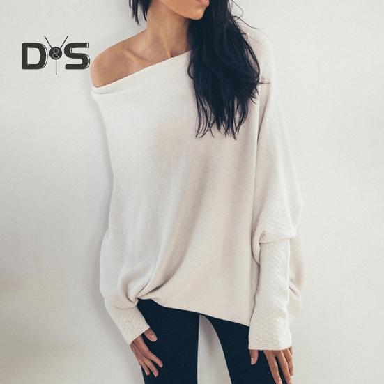 Women Pullover Tops Round Neck Long Sleeve Casual Loose Fit Tops Solid Color Stretchy Casual T-shirt