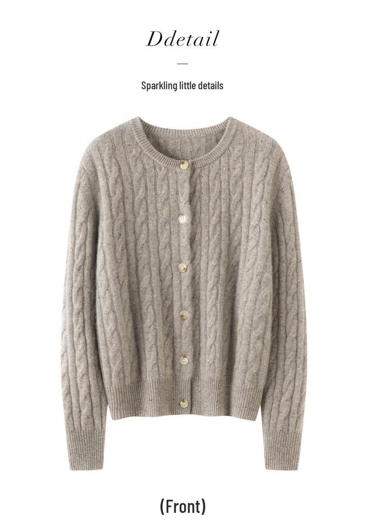 Women's Ultra Thick Retro Cable Knit Cashmere Cardigan Sweater - Autumn/Winter Collection.