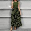 Women's Floral Print High Waist Fashionable And Elegant Sleeveless Dress