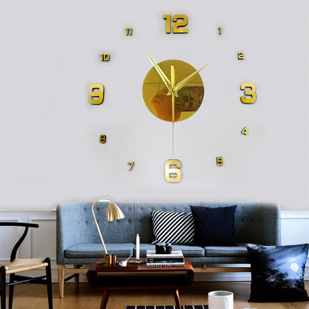 Nordic Minimalist Living Room 3D DIY Wall Clock - Large European & American Style