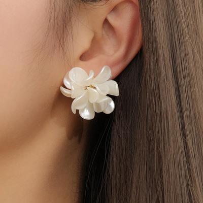 Fresh Summer Hand-Woven Three-Dimensional Flower Earrings Earrings  Accessories