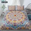 Mandala Duvet Cover Set King Polyester Tie Dye Paisley Quilt Cover Purple Boho Hippie Trippy Floral Exotic Style Bedding Set