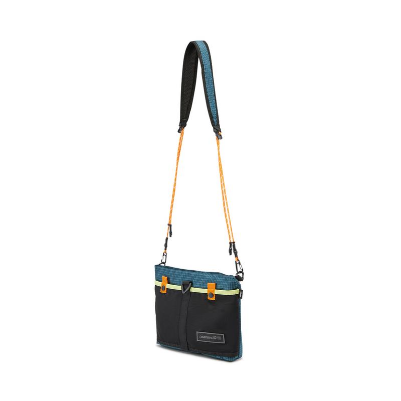 Li Ning Polyester Shoulder Bag, Crossbody Bag Unisex Basic Black & Dark Cyan ABDW257-4
