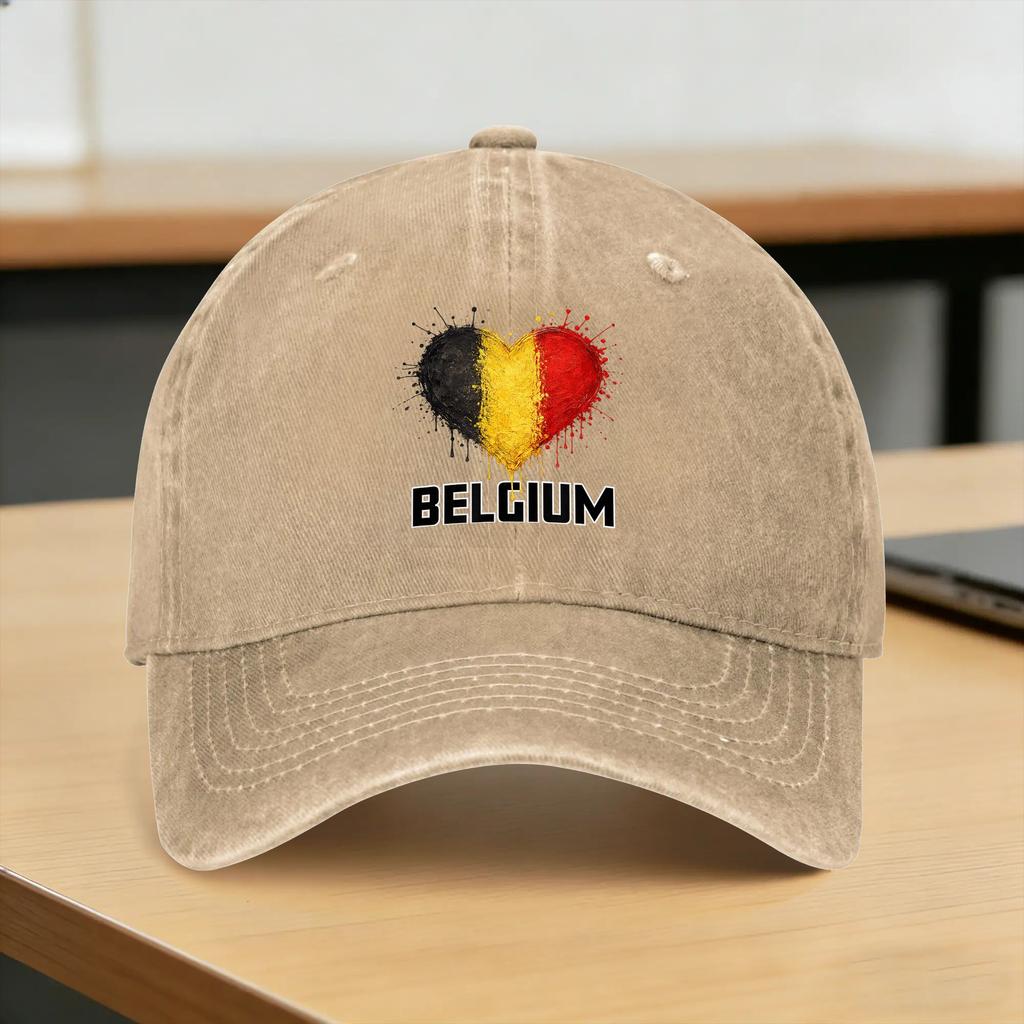 Belgium Fashion Baseball Cap Sun  Outdoor Sport Hot Sale Washed Hip Hop Hats UnisexTeens Trendy Print Snapback Cap