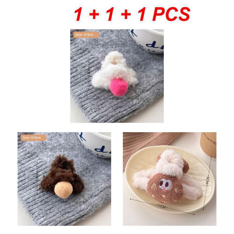 1/2/3Pcs Plush Heart Hair Clips For Women Autumn Winter Fur Hair Crab Clip Elegant Shark Hair Claws Headwear Hair Accessories