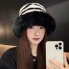 Women's Hat New Striped Plush Thickened Warm Hat Winter Casual Fashion Fisherman Hat Bucket Hat Women's