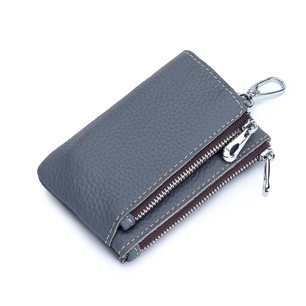 

New Key Holder Genuine Leather Unisex Key Wallets Organizer Bag Housekeeper Door Keychain Organizers Leather сірий колір