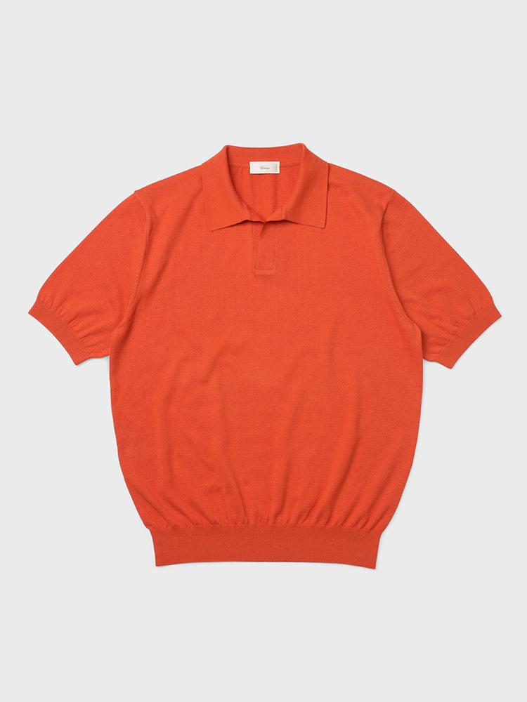 Berno 24Ss Essential Open Collar Knit Orange L