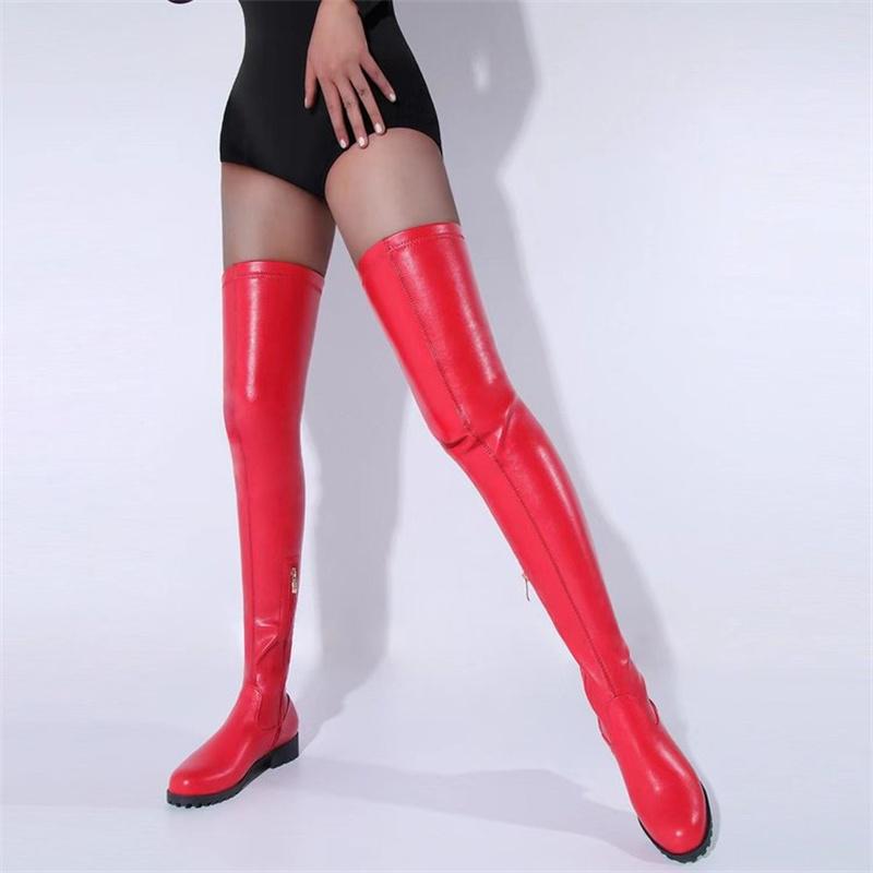 New Punk Style Women's Boots Large 35-44 Sexy Over the Knee Boots Women's Winter Shoes Thick Bottom Middle Heel Tall Boots Black