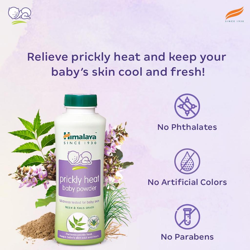 Himalaya Prickly Heat Baby Powder 100g With Neem And Yashada Bhasma For Gentle Cooling Freshness, Pack Of 1