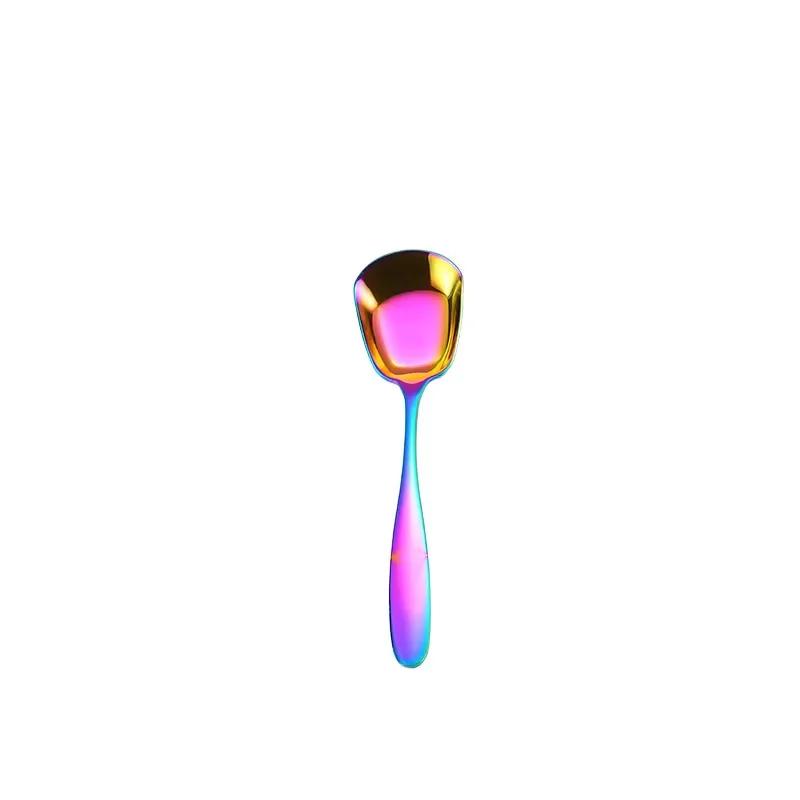1PC Stainless Steel Rice Spoon S M L Square Spoon Ladle Gold Dessert Ice Cream Table Spoon for Kids Restaurant Kitchen Tableware