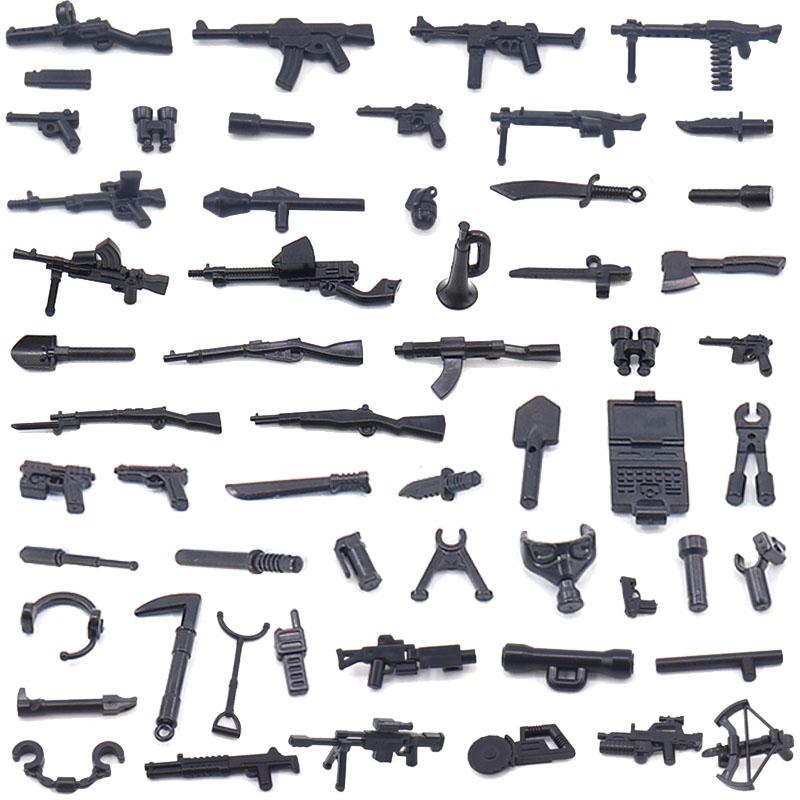 WWII Military Jeeped Car Vehicles Building Block Soldier Army Figure Weapons Heavy Machine Gun Gatling NSV Accessories Toys  Playsets K037