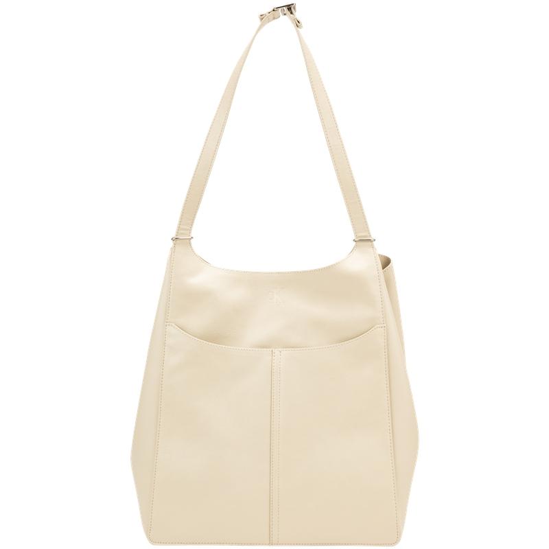 Calvin Klein Minimalist Casual Commuter Letter Embossed Tote Bag Women Tote Bag Khaki Beige 4K3063G PD7-Khaki Beige