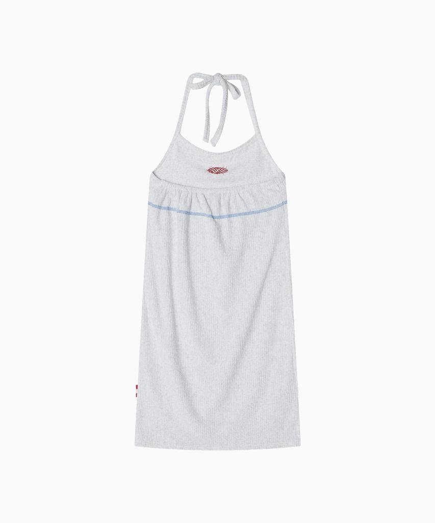 Minasu Slim Fit Halter Neck Terry Onepiece_White Melange