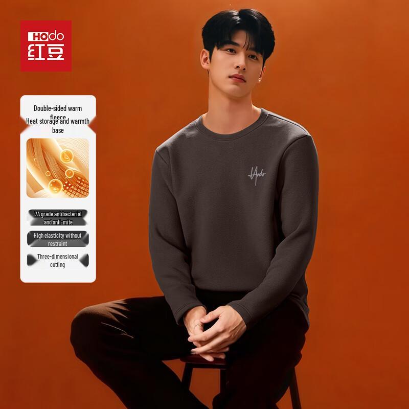Hodo Men s Thermal De Velvet Round Neck Long Sleeve T-Shirt 5XL