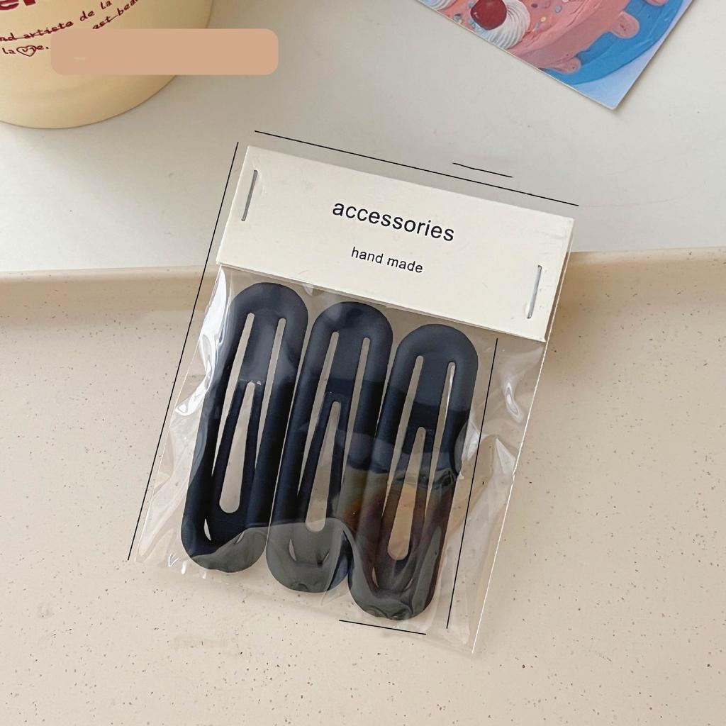 Épingles à cheveux simples givrées pour filles, 3 pièces, pinces à cheveux carrées, ovales, Triangle, pour enfants, épingles à cheveux, cliquez sur clac