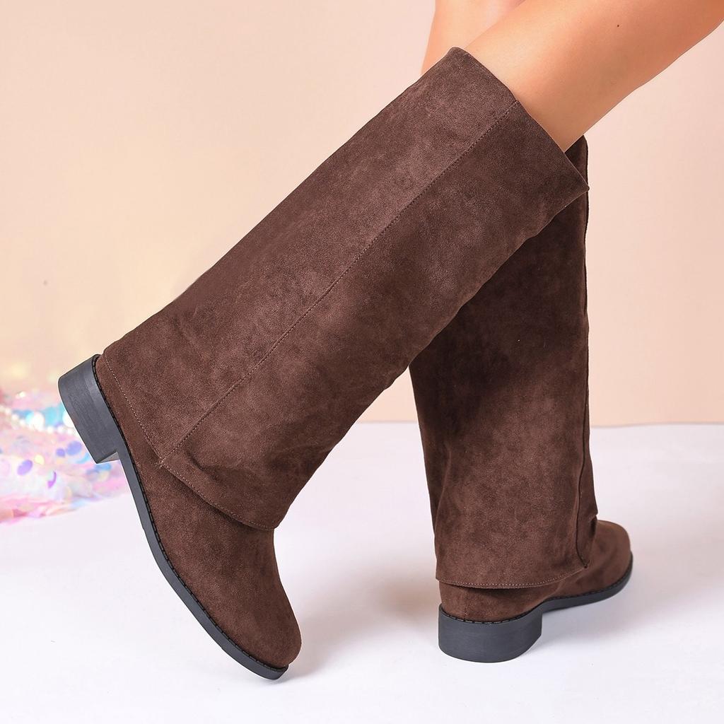 Autumn and Winter New Casual Mid-leg Boots Women's Pointed Toe Temperament Is No More Than Knee Boots