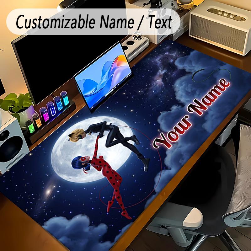 Covoraș Mare pentru Mouse Ladybug Miraculoasă Text cu Nume Personalizat Covoraș Personalizat pentru Birou Covoraș Antiderapant pentru Gaming