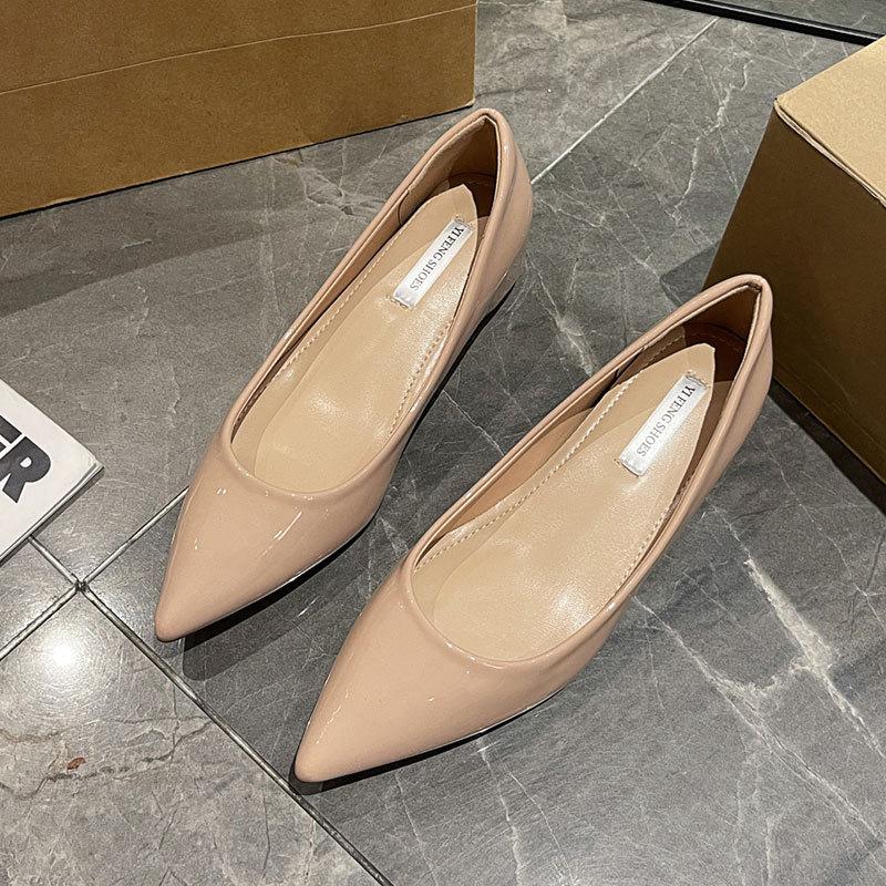 

French sexy pointed head inner height increase of 5 cm light mouth women s shoes versatile temperament soft leather nude single shoes commuting fashio 41