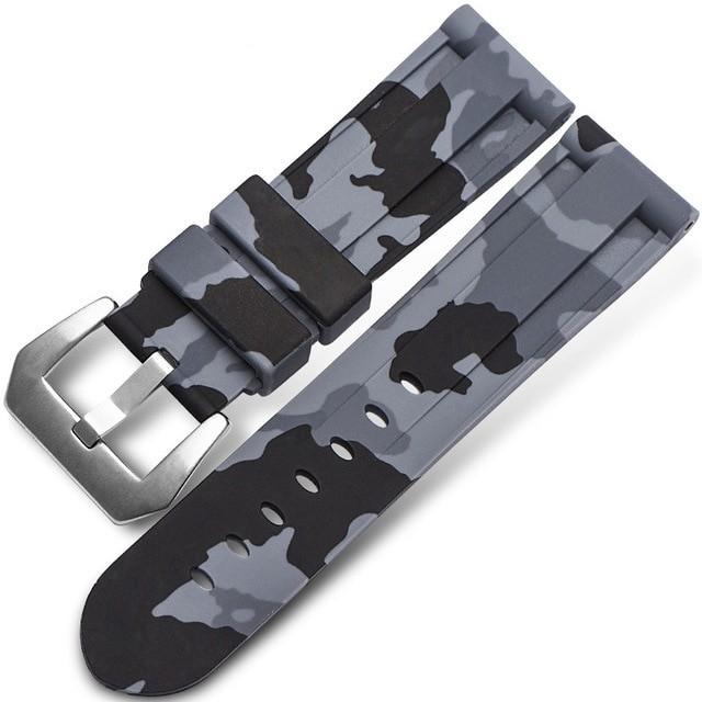 20mm 22mm 24mm 26mm Universal Camo Blue Grey Watch Band Rubber Silicone Watch Straps Wristwatch Belt Watch Accessories with Tool