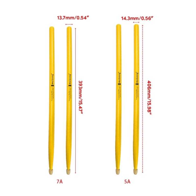 1 Paire de baguettes de batterie antidérapantes 5A/7A en érable pour débutant, étudiant, adulte