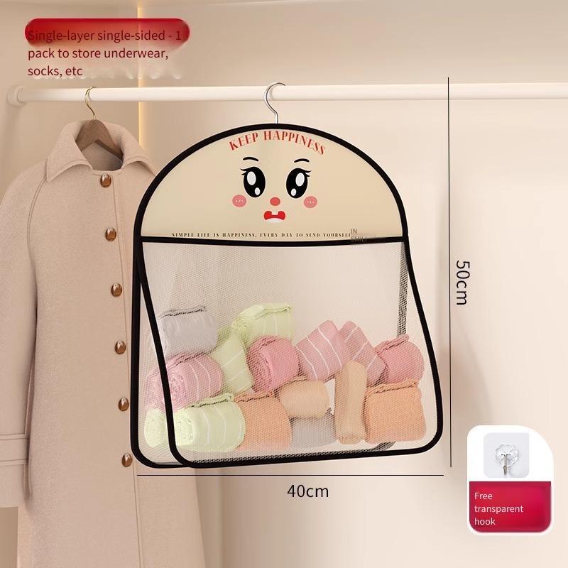 40x50cm Clothes Storage Bag Hanging Organizer for Underwear Socks Multi Purpose Polyester Mesh Wardrobe Hanging Pockets 40x50cm 1 layer чёрный 1240₽