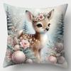 4pcs Christmas Throw Pillow Covers, Cute Snowman And Reindeer Pattern Double-Sided Print Cushion Cases, 17.72 X 17.72 Inch Square Decorative Waist Pil