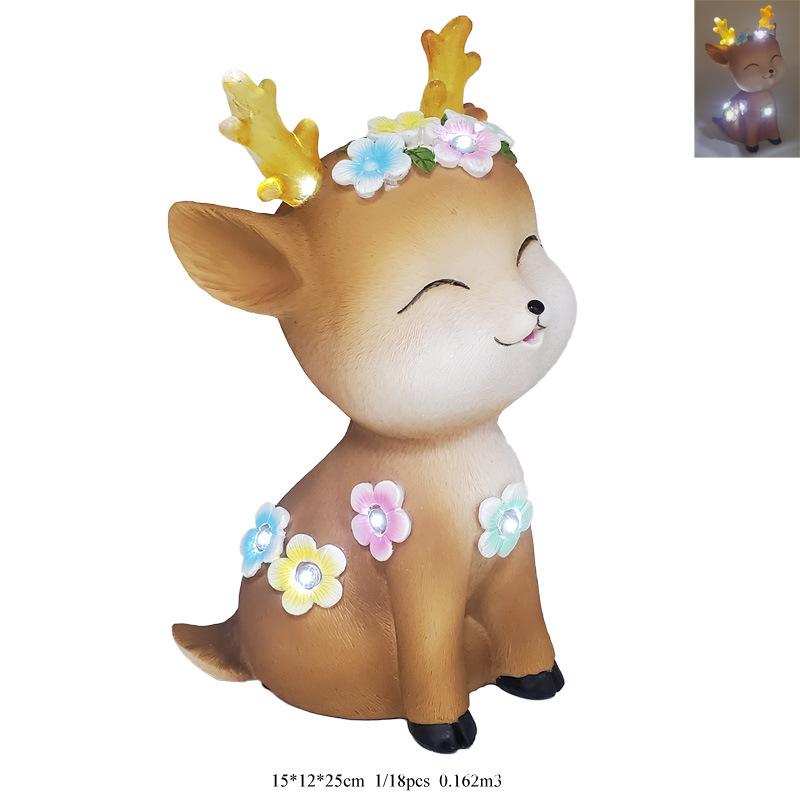 

JYL TS/198,Cartoon Cute Resin Deer Figurine Solar Light Creative Garden Decor Light Festival Gift One Size королевский синий