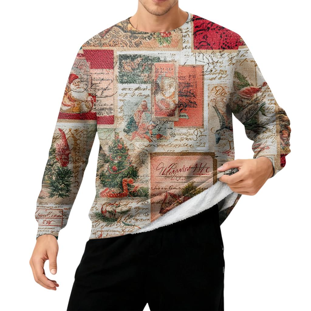 Hanorac Gros Călduros pentru Bărbați cu Gât Rotund și Căptușeală Fleece