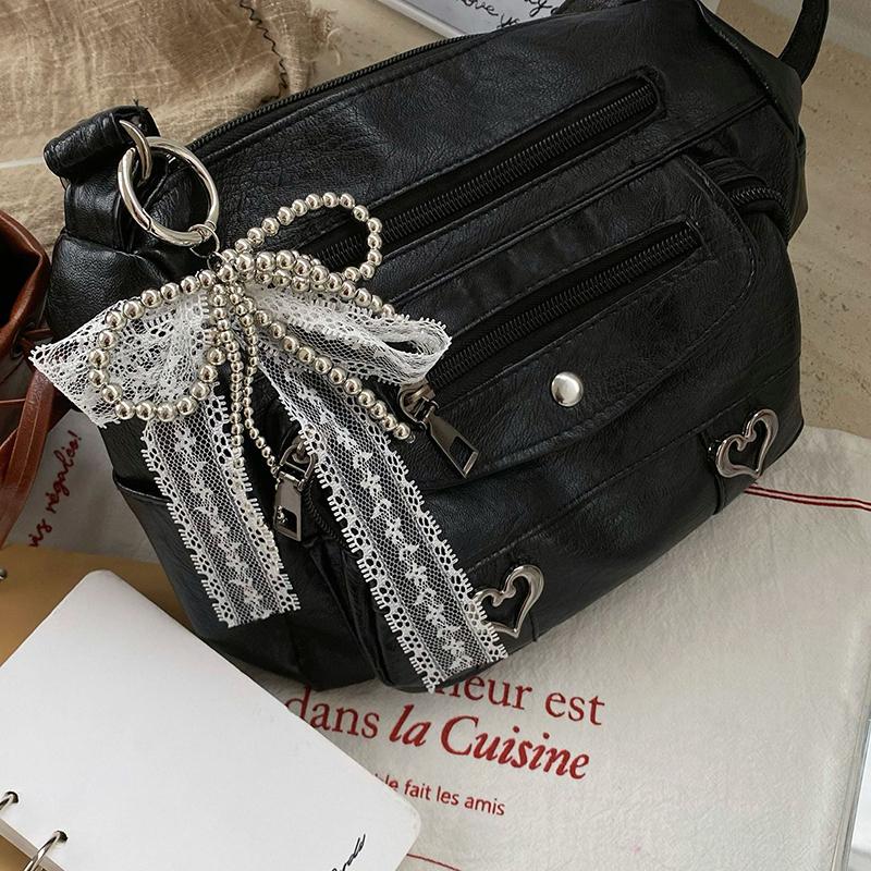 Sweet Lace Pearl Bow Keychain Pendant Car Keychain For Women Girls  Exquisite Backpack Decoration Accessories Gifts