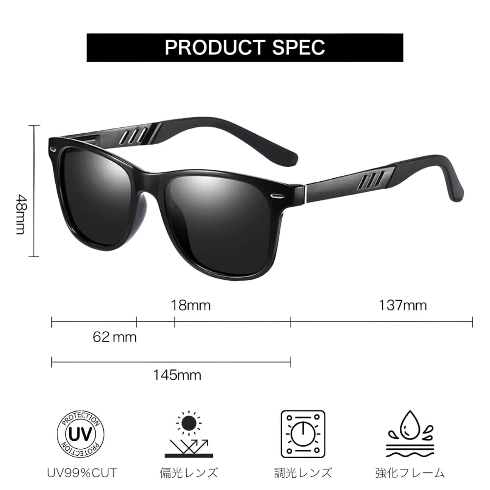 UNDERGROUNDJOBS Photochromic Polarized Sunglasses for Men and UV Color for and Running Gray with Photochromic Women, Protection, Ultra-Lightweight,