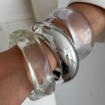 Ingemark 3 Stile Hip Hop Transparente Harz-Armbänder für Damen Modisches Statement Punk Stapelbare Armreifen Grunge Schmuck Geschenk