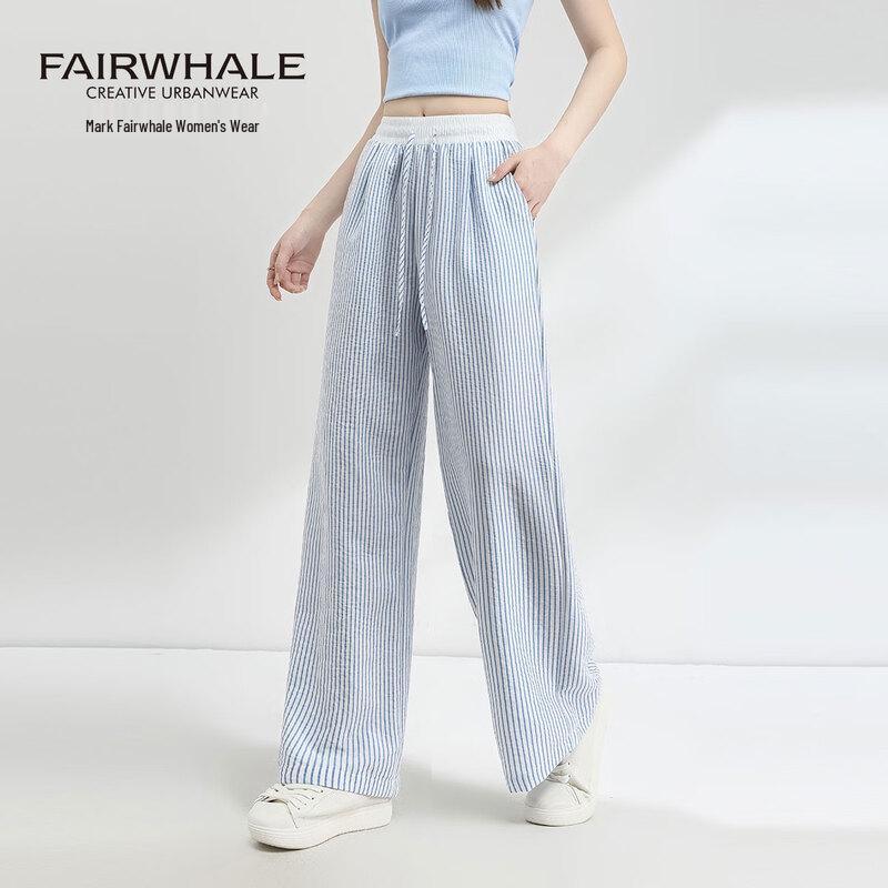 Mark Fairwhale Women's Striped Wide-Leg Casual Pants
