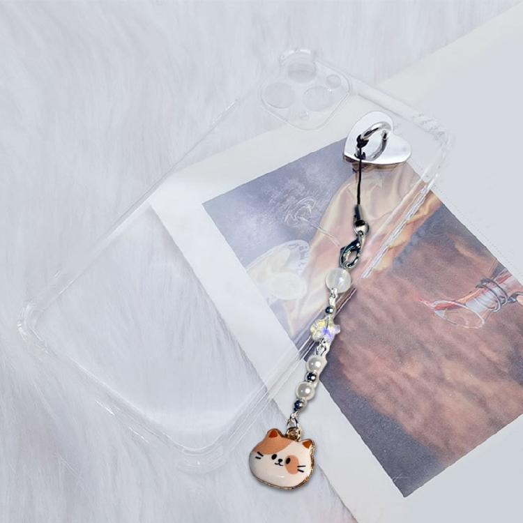 Lovely Cat Phone Charm Pendant Creative Creative Animal Keychain Phone Accessory Trendy Beaded Charm for Stylish Women