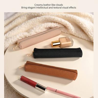 Waterproof Makeup Bag Waterproof Pu Leather Cosmetic Pouch Portable Makeup Brush Holder Portable Slim Cosmetic Storage Bag