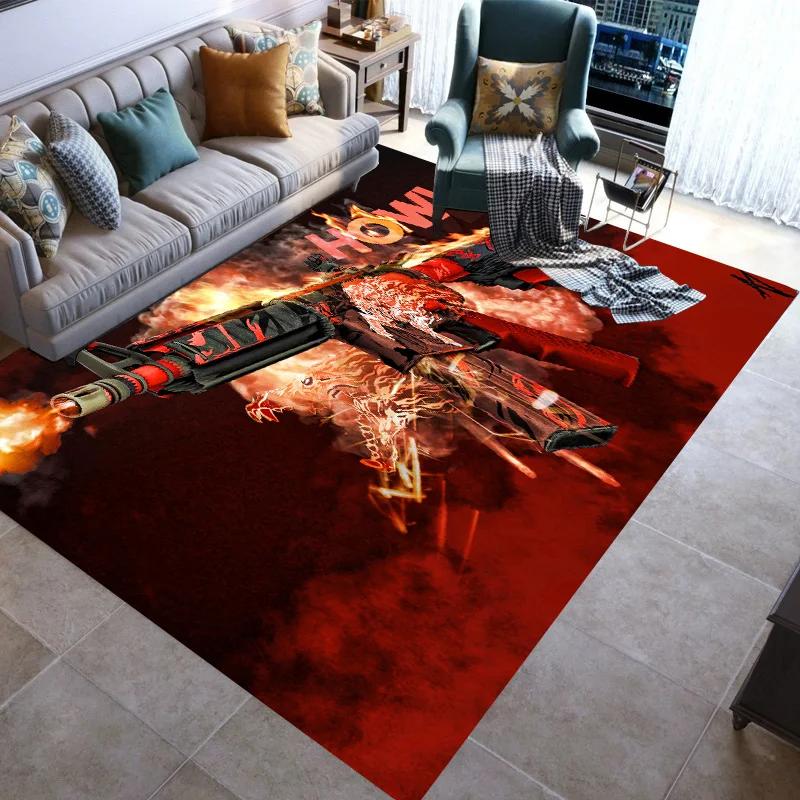 Retro Guns Pistol Ammunition Bullet Cartridge AK M4 Rug Carpet for Living Room Bedroom Decor Non-slip for Sofa Doormat Mat