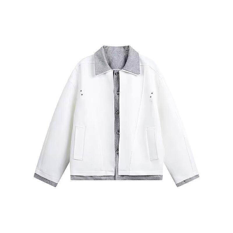 

Men s Korean Style Double Collar Two-Piece Jacket - High-End Casual Outerwear Trend XXL білий