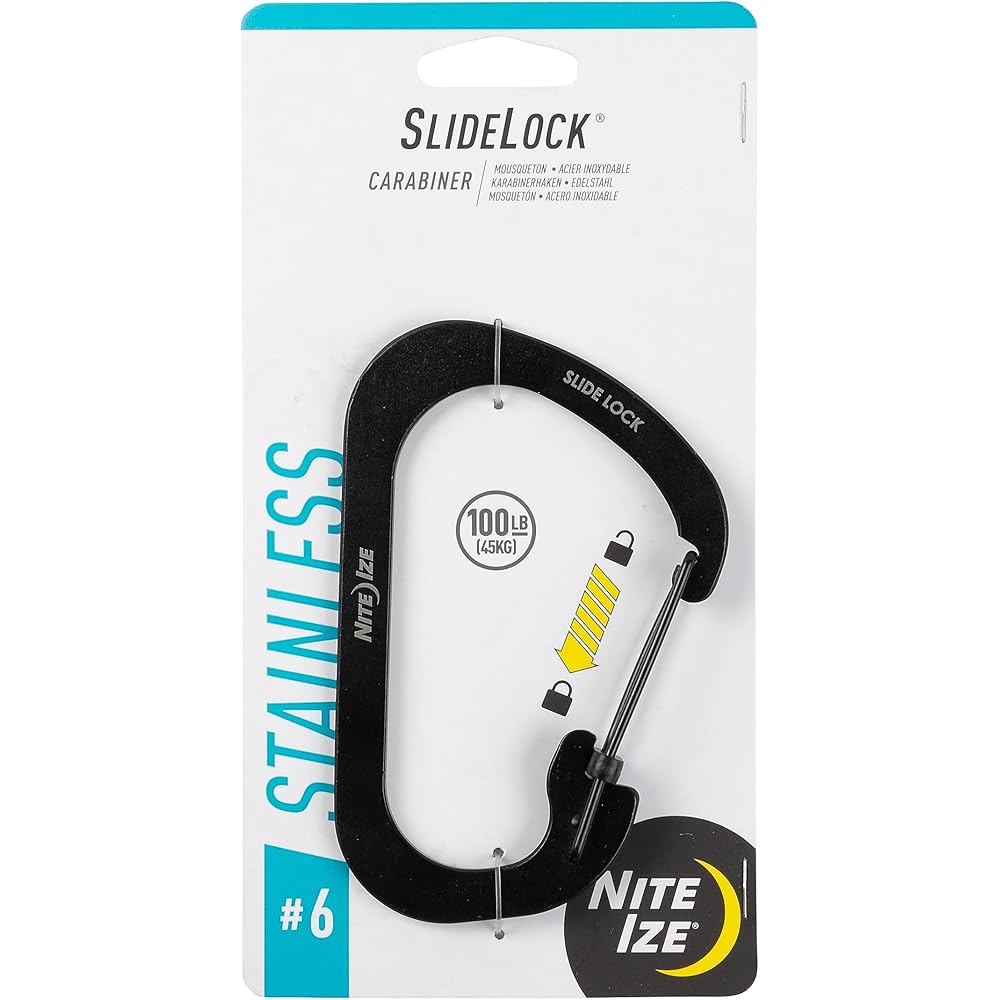 Nite Ize SlideLock Carabiner #6 Black 6.5cm Heavy-Duty Clip Tool