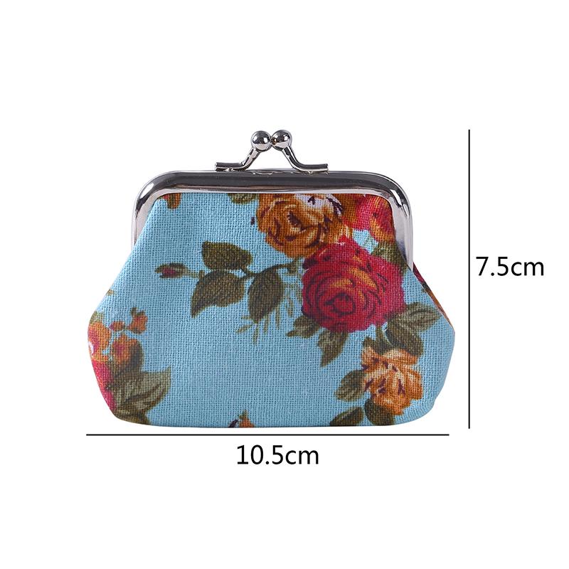Rose Pattern Canvas Mini Coin Purse Women Small Change Wallet Cute Zipper Coin Bag For Girls Kids Fashion