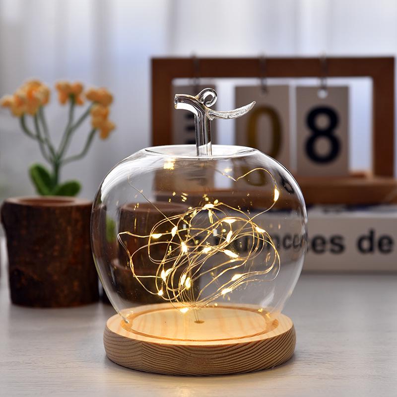 Christmas Eve Apple Preserved Flower Glass Dome Figurine with Clay Craft