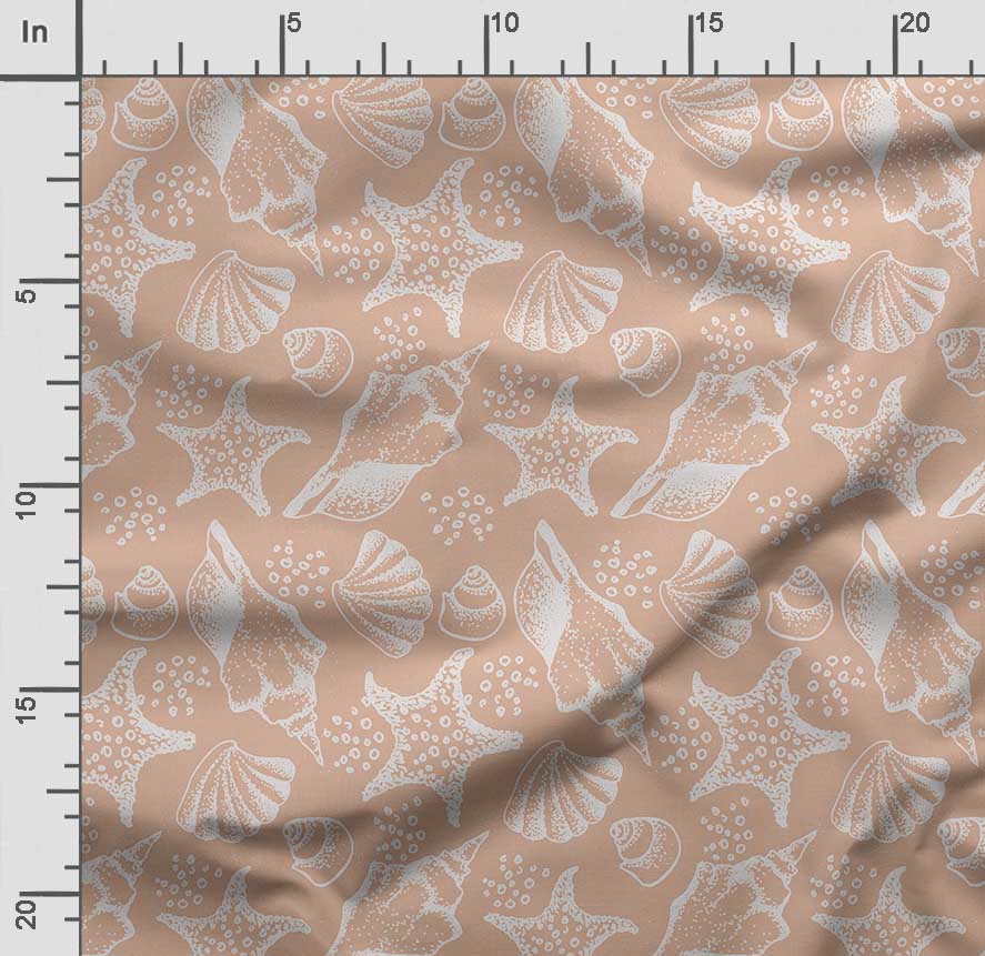 Soimoi Sea Shell Print,  Cotton Cambric, Quilting Fabric Sold by The Yard 42 Inch Wide, Medium Weight Cotton Fabric, Sewing  Supplies,Blue &