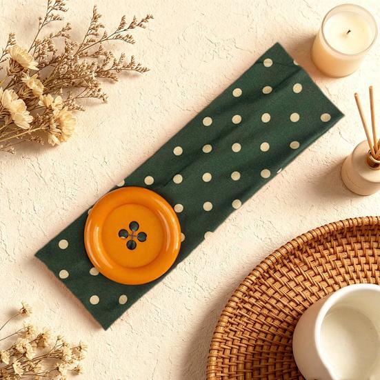 Summer Elastic Headband, Pure Color Dot Print Headband with Button Decor, Versatile Hair Accessories for Daily Party Outing Hair Decoration