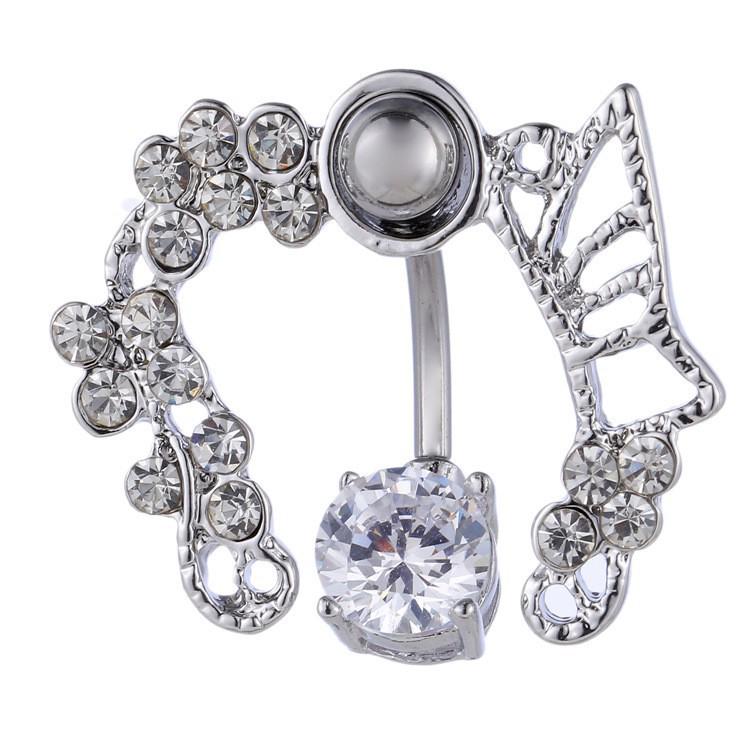Retro Stainless Steel Titanium Belly Button Ring with Double Handcuffs Design
