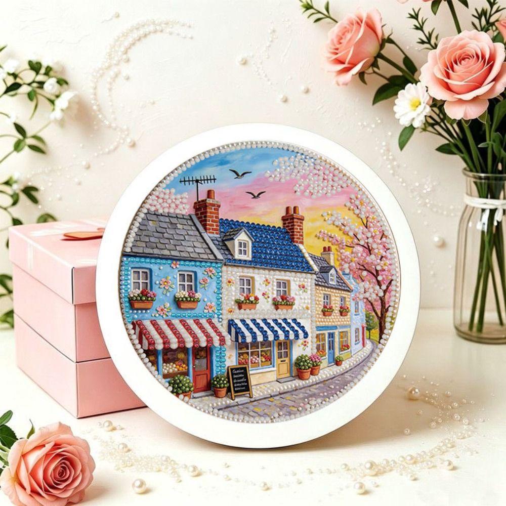 Flower Round Shape Pearl Painting Hand-Pasted Self-Adhesive Paintings  Bedroom Decorative